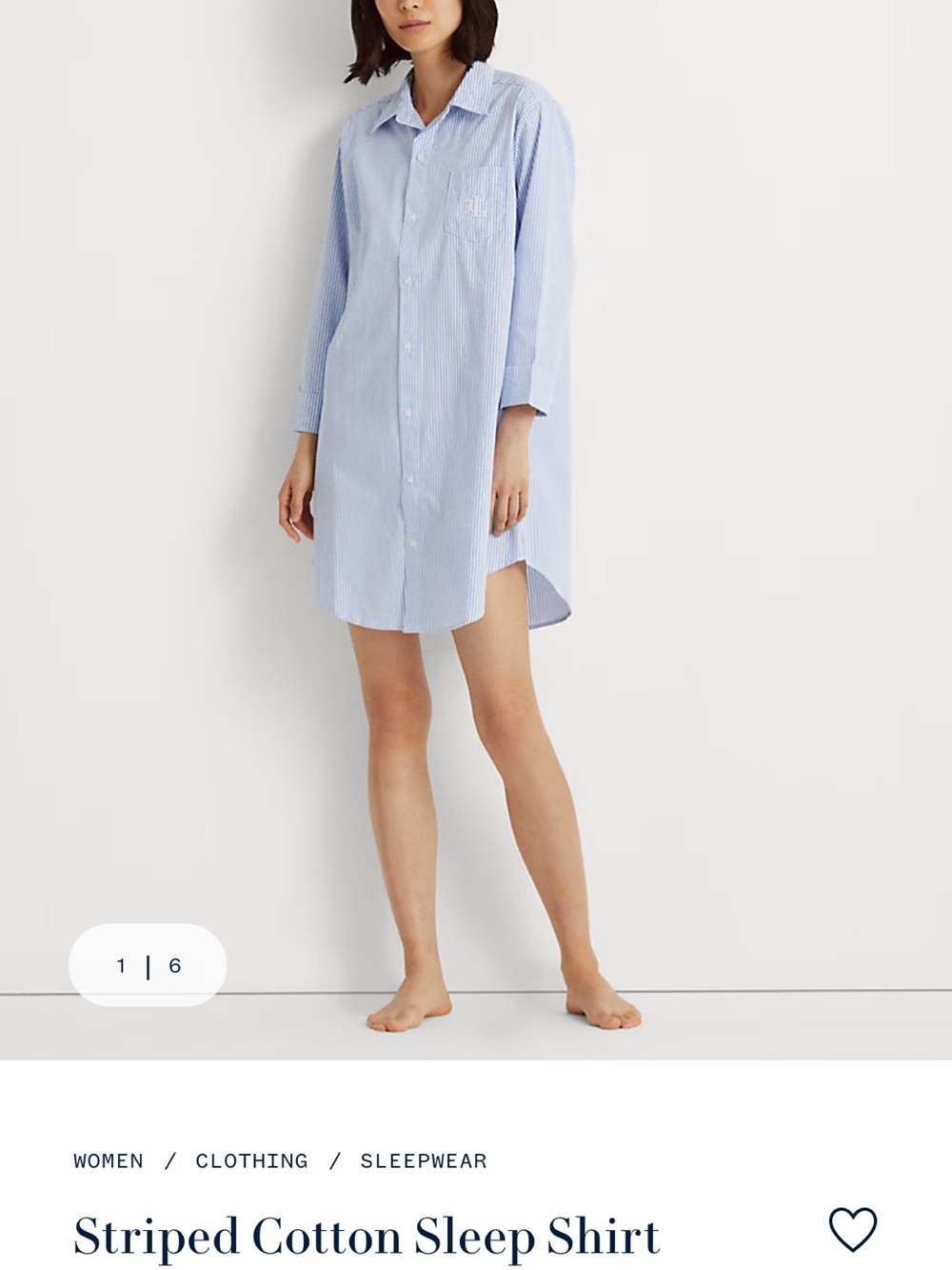 Ralph Lauren Striped Cotton Sleep Shirt